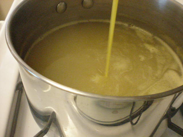 Egg Drop Soup Pouring Egg Mixture